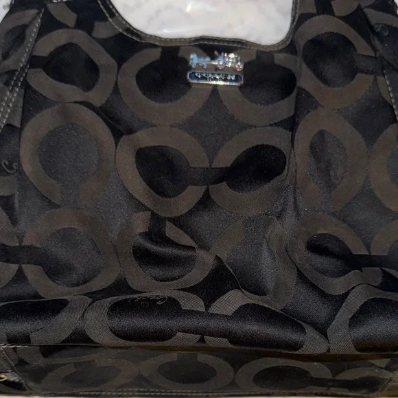 Coach Madison Maggie black sateen signature hobo bag - Picture 7 of 15